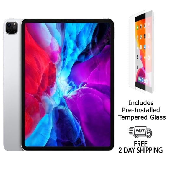 iPad Pro Apple Remis à Neuf 12,9 Po (4e Gén.) avec Verre Trempé Préinstallé (Wi‐Fi + Cellulaire Déverrouillé) 512 Go Argent (Grade A+)