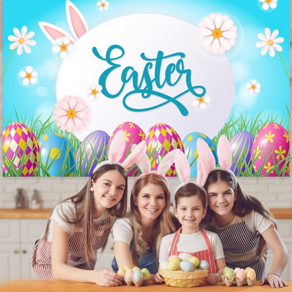 Boovnll Easter Bannières 3 Tailles Différentes Bannières de Fête Easter Toiles de Fond Joyeuses Easter Mur Intérieur et Extérieur Clôture de Cour Thème Printanier Décoration de Fête, Easter Décorations, Easter Déco