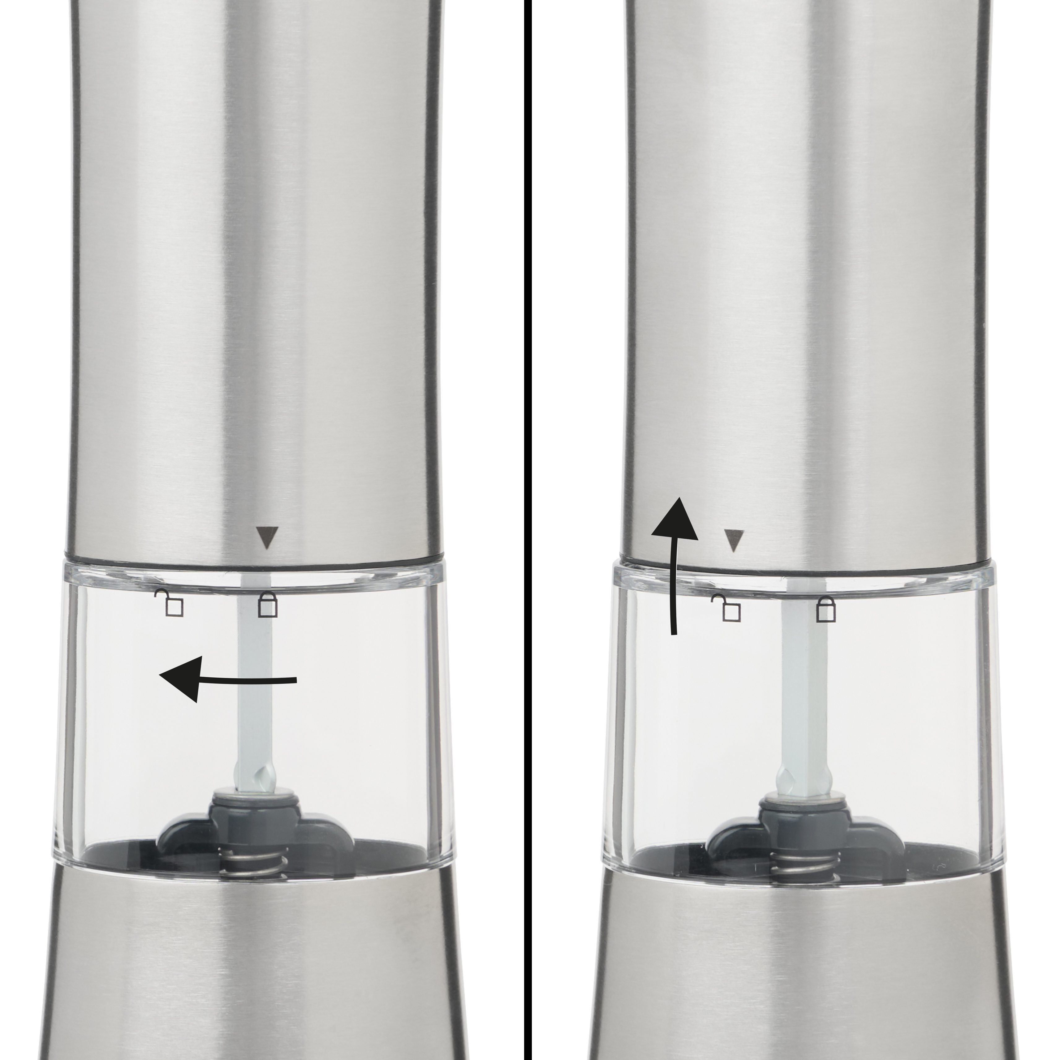 Trudeau 7" EVO USB Rechargeable Electric Stainless Steel Salt or Pepper Mill with one-touch operation, adjustable grind. USB-C charging—no batteries required – Unfilled