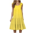 thumbnail image 1 of Robes de Vacances pour Femmes Liquidation Robes d'Été pour Femmes 2025 Robe Débardeur Sans Manches Robe de Plage pour Vacances Robe d'Été à Volants Robe Fluide Mini Robes Robes d'Été pour Femmes Nouveau Jaune 4TG, 1 of 1