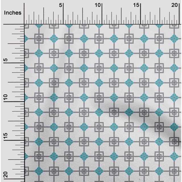 oneOone Cotton Silk Fabric Square & Triangle Geometric Printed Craft Fabric BTY 42 Inch Wide