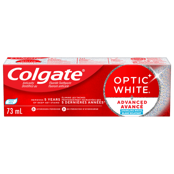 Colgate Optic White Avancé Blanc Éclatant Dentifrice au Fluorure, Menthe, 73 ml