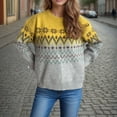 thumbnail image 4 of EGNMCR Chandail à Col Rond Mode Femme Automne Hiver Tricoté Ample Blouse à Manches Longues Chandail à Col Rond Chandail Femme Chandail, 4 of 5