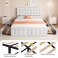 thumbnail image 3 of Full Size Upholstered Platform Bed Frame with 4 Storage Drawers - Adjustable Button Tufted Headboard - Sturdy Wooden Slats, No Box Season Needed - Modern Bedroom Furniture - Dark Grey, 3 of 8