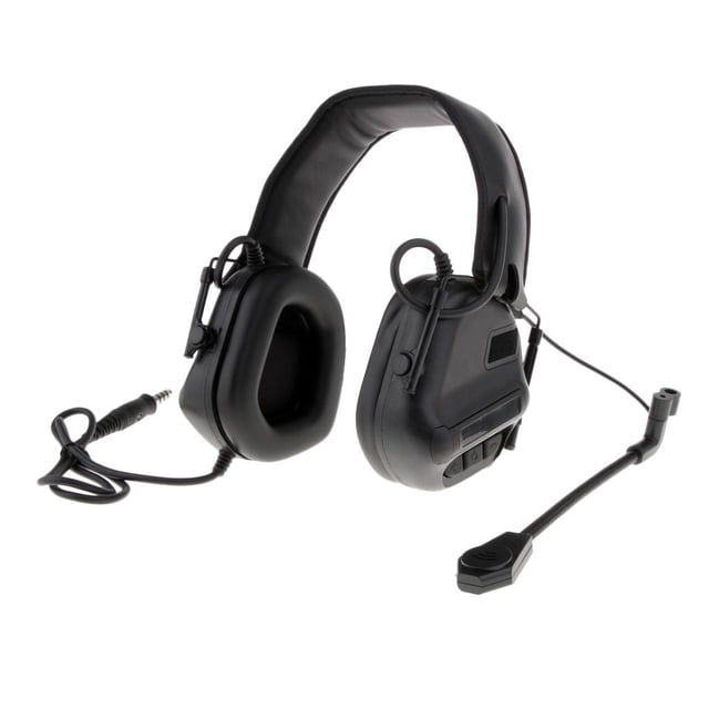 Foldable Hunting Headset Soft Padded Electronic Communication Headph Black