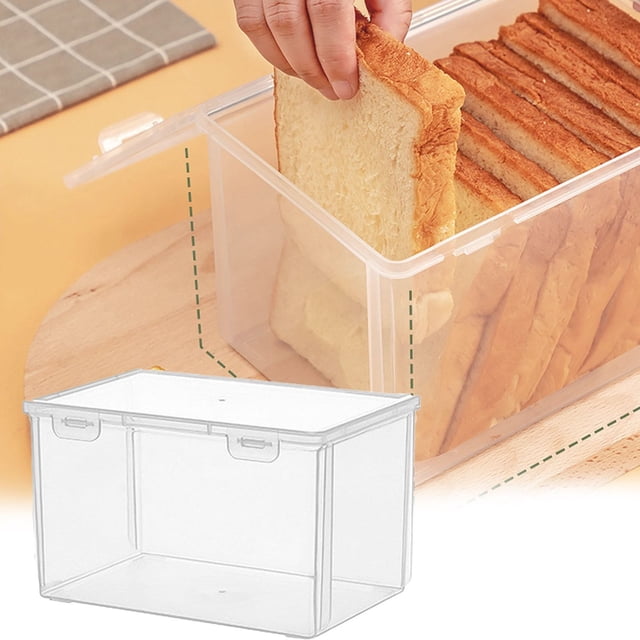 1PC Kids Snack Boxes For School Multifunctional Household Large Bread Box For Kitchen Countertops Airtight Bread Containers For Homemade Bread And Bread Plastic Bread Handler 8.38x5.78x5 Clear