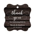 thumbnail image 1 of Darling Souvenir Custom Names Thank You For Celebrating With Us Wedding Hang Tags Personalized Party Tags-Dark Wood-100 Tags, 1 of 1