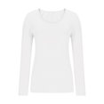 thumbnail image 4 of Chandails à Manches Longues pour Femmes Hauts Ajustés Col Rond T-Shirts Ajustés Hauts de Sortie T-Shirts Basiques Blanc, 4 of 6