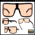 thumbnail image 2 of Fancy Large Oversized Curved Panel Monoblock Shield Sport Plastic Sunglasses Black - Beige, 2 of 7