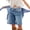 Dark Blue, variant on Gupgi Women's Loose Denim Shorts Summer Casual Low Waist Baggy Bermuda Knee Length Jean Shorts with Pockets