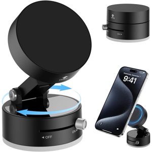 Magnetic Suction Phone Holder, 360° Adjustable Car Phone Mount with Ultra-Strong Vacuum Cup, Universal Hands-Free Cell Phone Stand for iPhone 16/15/14/13/12 & Android – Perfect for Car