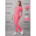 thumbnail image 3 of Adar Addition Go-Higher Scrub Set For Women - Notched V-Neck Scrub Top & Skinny Cargo Scrub Pants, 3 of 7