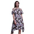 thumbnail image 1 of Bimba Robe à Volants Imprimée Teinture sur Nœuds Marron pour Femmes Épaules Dénudées - TTG, 1 of 6