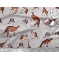 thumbnail image 2 of Soimoi Grey polyester Crepe Fabric Kangaroo & Giraffe Animal Printed Fabric 1 Yard 52 Inch Wide, 2 of 3