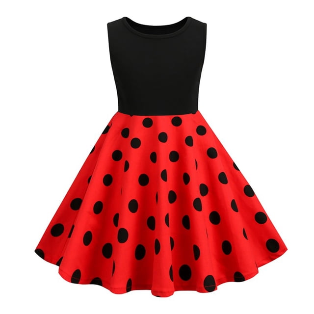 Huvoen Robes Mignonnes pour Femmes Été Filles Été Rétro Taille Rayure Couleur Unie à Empiècements Manches Volantées Manches Col Rond Robe Rouge 120
