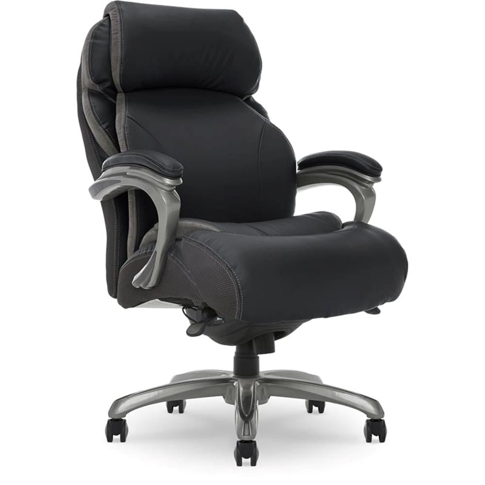 Trent Home Faux Leather Black Office Chair Ergonomic Adjustable 47"H Unassembled
