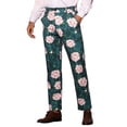 thumbnail image 4 of INSPIRE CHIC Pantalon Habillé à Fleurs pour Homme, devant Plat, Fête, Bal, Imprimé Floral, 38 Vert Rose, 4 of 5