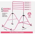 thumbnail image 2 of GymPro Gymnastics Bar, Gymnastics Bar for Kids for Home Training, Adjustable Height Gymnastics Training Bars, Expandable Horizontal Bar Foldable Kip Bar Monkey Bars, Pink, 2 of 8