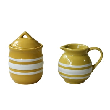 Qeeadeea Ceramic Sugar Bowl With Lid And Milk Jug, Creamer And Sugar Sets, Cream And Sugar Pot, Creamer Jug Sugar Jar, Coffee Serving Set , Cream Pitcher -Yellow-Milk Jug & Sugar Bowl