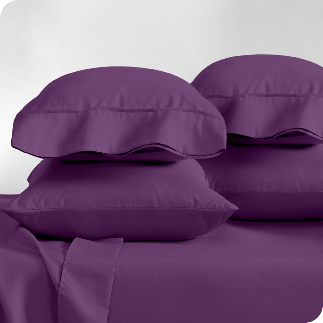Bare Home Pillowcase Set - Premium 1800 Collection - Double Brushed - Ultra Soft - Standard Size, Plum, 4 Count