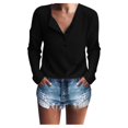 thumbnail image 2 of Womens Henley Shirts V Neck Long Sleeve Button Down Tops Warm Waffle Knit Tees, 2 of 3
