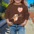 thumbnail image 2 of PMVFHDE Chandails à Col Rond Fille Automne et Hiver Saint-Valentin à la Mode et Intéressant Imprimé Chiot Chandail à Capuchon pour Enfants Brun, 3-4 Ans, 2 of 4
