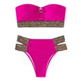 thumbnail image 1 of 2Pcs/Set Ring Connection Off Shoulder Bikini Set Bandeau Bra High Waist Briefs Swimwear Beachwear, 1 of 10
