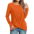 thumbnail image 1 of Hauts Tuniques d'Automne pour Femmes pour Porter avec des Leggings, Blouse à Manches Longues à Torsade devant, Décontractée, Coupe Ample, Col Ras du Cou, T-shirts de Noël, 1 of 7
