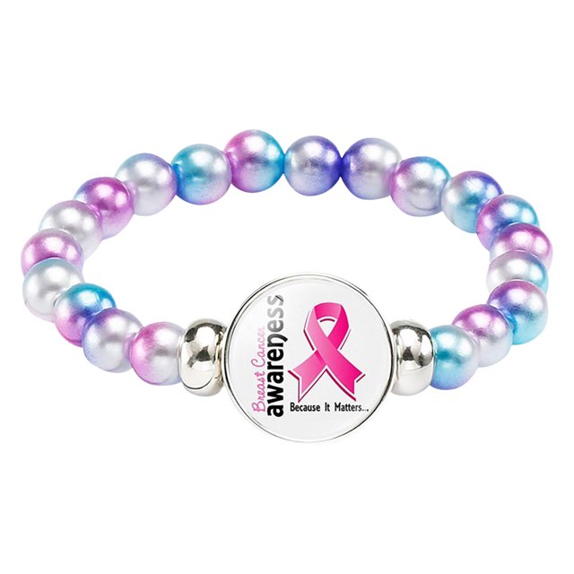 Cancer Awareness Bracelet Ribbon Charm Jewelry For Women Support Strength Inspirational