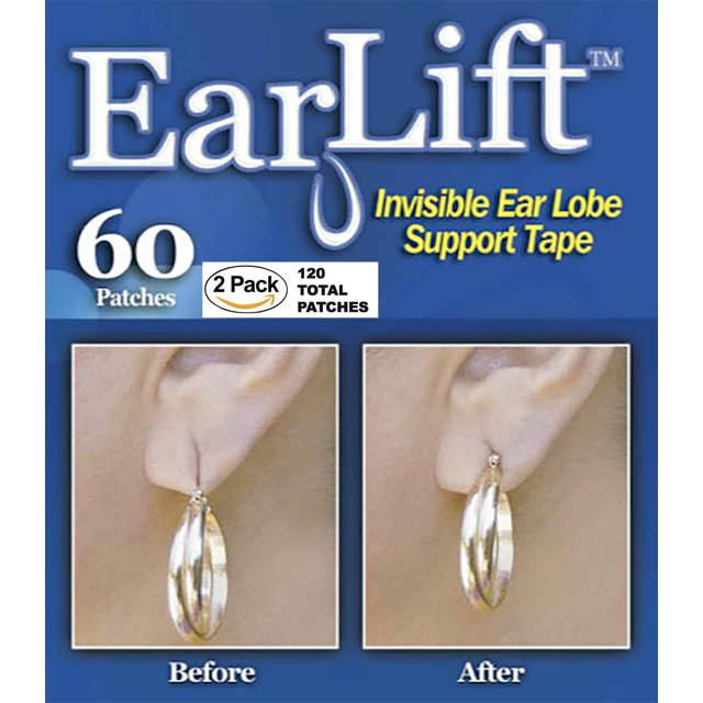 Earlift Invisible Ear Lobe Support Solution Support for Pierced Ears As Seen On TV- 120 count