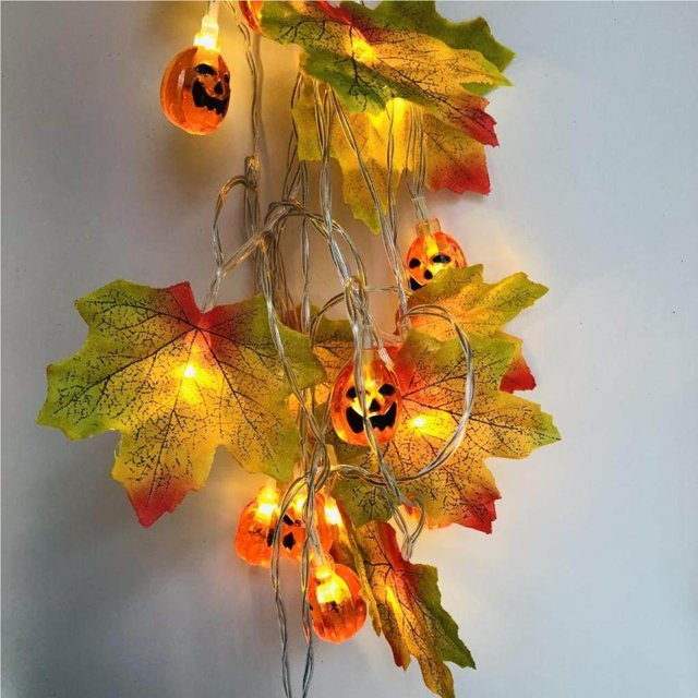 Halloween Maple Leaf Light String LED Lighted Pumpkin Home Office Dining Festival Garland for Home Halloween Decoration Type 9