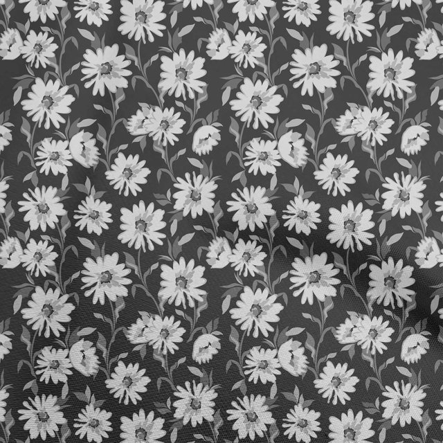 oneOone Rayon Dark Gray Fabric Floral Retro Sewing Craft Projects Fabric Prints By Yard 56 Inch Wide