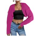 thumbnail image 1 of Women's Ribbed Knit Crop Cardigan Long Sleeve Open Front Loose Fit Drop Shoulder Lightweight Comfortable Sweater Top, 1 of 4