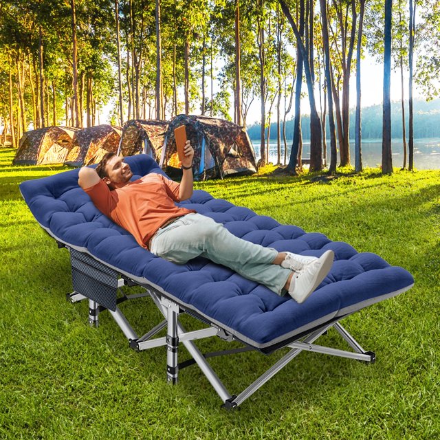FICISOG Portable Camping Cot, Support 900LBS Folding Sleeping Bed with Storage Bag & Mattress
