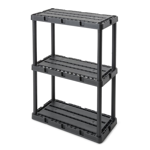 Gracious Living 3 Shelf Knect-A-Shelf Solid Light Duty Storage Unit 24 x 12 x 33", Black (4 Pack)