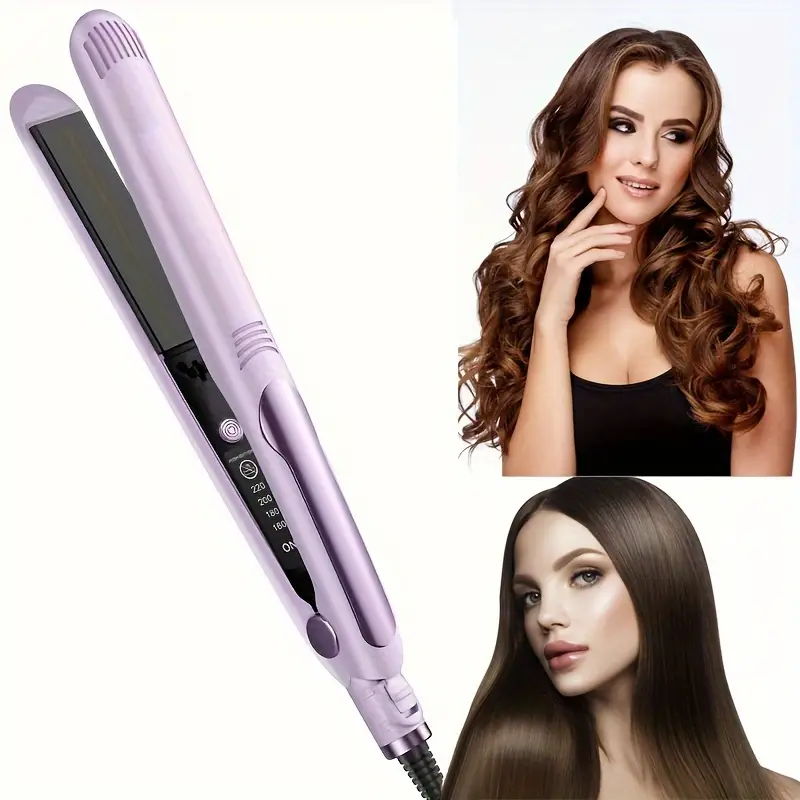 2-in-1 Professional Hair Straightener and Curler with Dual Voltage - Flat Iron for Styling and Straightening