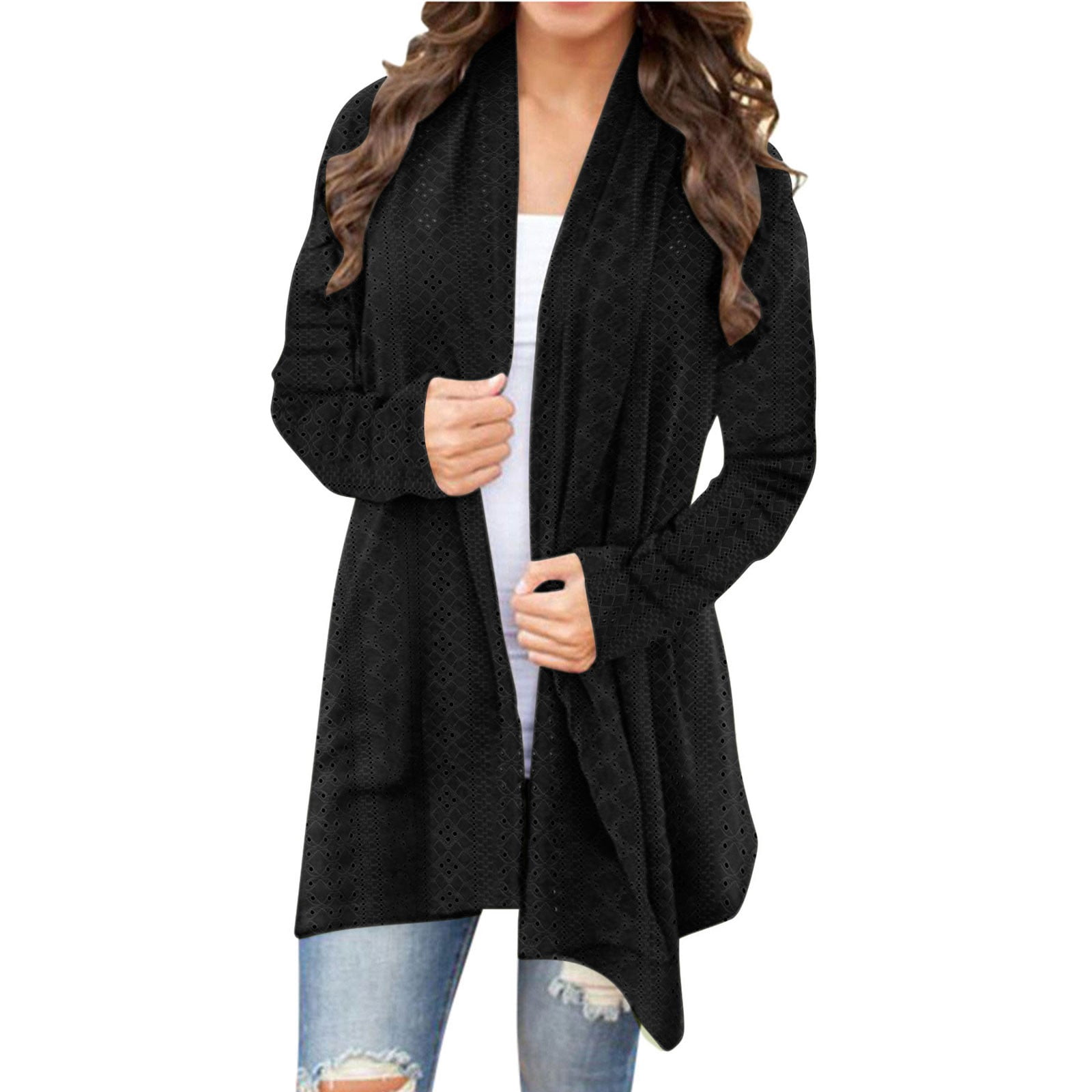 Knee Length Cardigan Split Front Sweater Cardigan Tops for Women Womens Long Sweaters Open Front Shawl Neck Cardigan Women Womens Sweaters Fall Cardigan Come Mono Cardigan Knit Long Sweater Fall