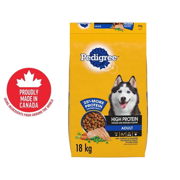 PEDIGREE Nourriture Sèche pour Chiens Adultes à Haute Teneur en Protéines, Saveur de Poulet et de Légumes, Sac 14kg