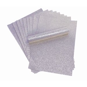 A4 Glitter Paper Sparkly Soft Touch Non Shed Thick 150gsm / 40lb Paper 10 Sheets (Silver)