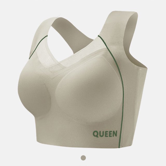 Wirefree Sports Bra for Plus Size Women, Full Coverage with Side Support & Back Smoothing Design, High Impact Support for Running, Gym & Yoga. Green 48