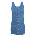 thumbnail image 4 of Robe en Denim pour Femme Grande Taille Sans Manches Boutonnée Décontractée d'Été Robe Mini en Jean avec Poches Appliquées Style Western Tendance, 4 of 4