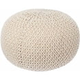 thumbnail image 1 of Round Pouf Ottoman, Knit Modern Floor Pouf Round Footstool, Cotton Comfy Pouffe Seat, 17.7" Dia x 11.8 High, Beige, 1 of 7