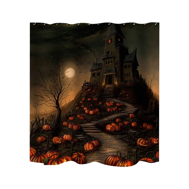 TopLLC Halloween Themed Digital Printed Shower Curtain, Bathroom Curtain