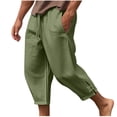 thumbnail image 1 of FAIWAD Men's Linen Capri Pants Elastic Waist Lightweight Straight Pants Loose Drawstring Casual Trousers, 1 of 5
