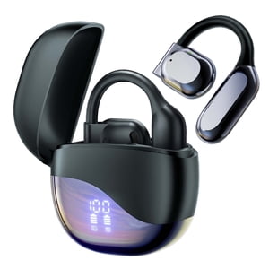 Refurbished Veatool M62 Wireless Earbuds, Open Ear Headset with Microphone Touch Control, Bluetooth 5.4, Black