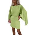 thumbnail image 1 of Gspmoly Robes Décontractées pour Femmes, Robe Raglan en Satin au Style Élégant pour Femmes, Robes de Cocktail pour Femmes Articles en Liquidation, 1 of 5