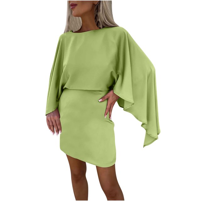 Gspmoly Robes Décontractées pour Femmes, Robe Raglan en Satin au Style Élégant pour Femmes, Robes de Cocktail pour Femmes Articles en Liquidation