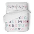 thumbnail image 1 of POGLIP 3 Piece Bedding Set Pink ABC Bold Handwritten Childish Simple Letters for Kids Design Green Alphabet Twin Size Duvet Cover with 2 Pillowcase for Home Bedding Room Decoration, 1 of 1