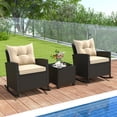 thumbnail image 4 of Costway 3 PCS Patio Wicker Rocking Set with Tempered Glass Table & Soft Cushions Outdoor, 4 of 10
