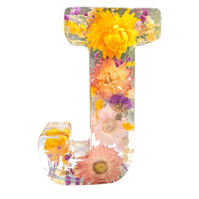 Rvkxad Flower Letter Night Light, Resin Floral Alphabet LED Light for Home Decor, Bedside Lamp, Gift Light, Decorative Lamp